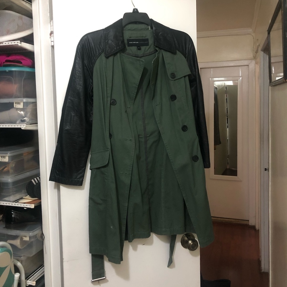 Military Green Trench Coat by Andrew Marc